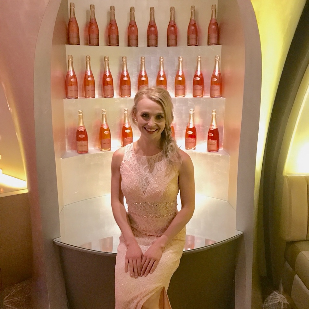 City Studio Tan and Pink Sequin Halter Gown